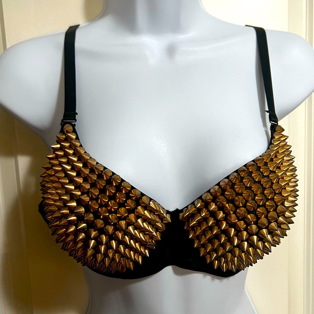 Gold Metallic Spike punk goth bras